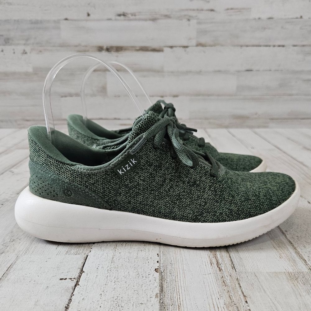 Kizik Madrid Eco-Knit Olive Green Women 6.5 Sneaker Shoes Slip On Casual